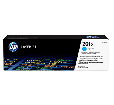 Cartucho de Tóner Original LaserJet 201X de Alta Capacidad, Cian, Rendimiento Aprox 2,300 Páginas, HP CF401X