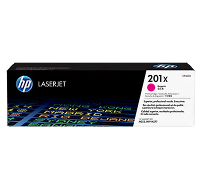 Cartucho de Tóner Original LaserJet 201X de Alta Capacidad, Magenta, Rendimiento Aprox 2,300 Páginas, HP CF403X