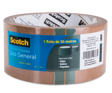 Cinta de Empaque Scotch, 48 mm x 50 Metros, Canela, 3M 360-C
