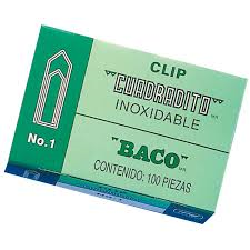 Clip Cuadradito #1 Niquelado, C/100 Piezas, BACO CU-1