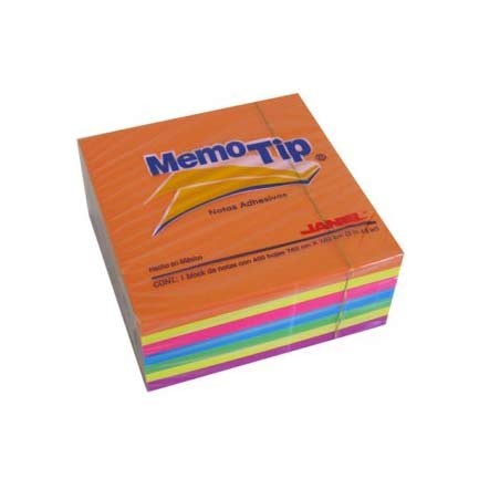 Notas Adhesivas (Memo-Tip), Colores Neon, 3 x 3", 400 Hojas, JANEL 6590303197