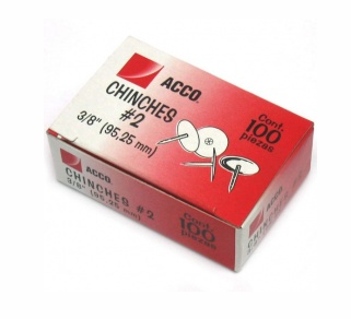 Chinches #2 95.25 mm (3/8"), 100 Piezas, ACCO P2629