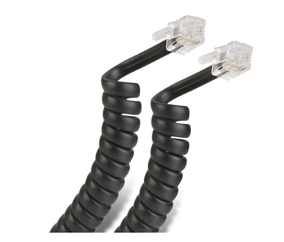 Cable Plug a Plug RJ9, 4.5 Metros, P/ Auricular Telefónico, Forma Espiral, Color Negro, 302-015N