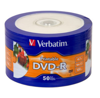 Disco P/ Grabar (DVD-R), 50 Piezas, Escritura 16X, Almacenamiento 4.7 GB, VERBATIM 97167