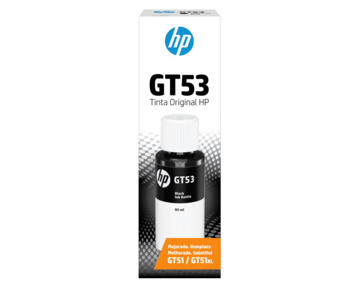 Botella de Tinta Original GT53, Color Negro, 90ml, Rendimiento Aprox. 4,000 Páginas, HP 1VV22AL