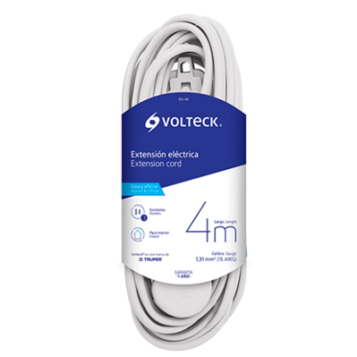 Extensión Eléctrica VOLTECK, Uso Domestico, Longitud 4 Metros, Calibre 16 AWG, TRUPER ED-4B