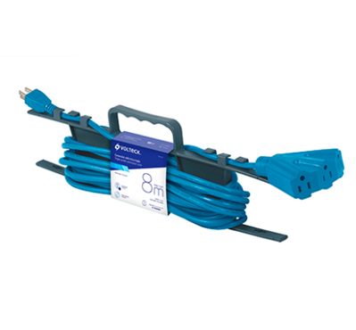 Extensión Eléctrica VOLTECK, 3 Contactos, Uso Rudo, Longitud 8 Metros, Calibre 16 AWG, TRUPER ERA3-8X16