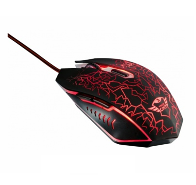 Ratón (Mouse) Gamer Modelo GXT 105 Izza, USB, 6 Botones, Longitud del Cable 1.8 Metros, Iluminación RGB, Color Negro, TRUST 21683