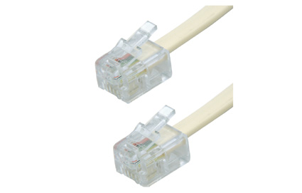 Cable Telefonico con 2 Conectores RJ11 (Macho), 4 Hilos, Longitud 15 Metros, Color Marfil, 304-050