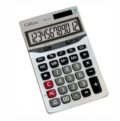 Calculadora Semi Escritorio, 12 Dígitos, Metálica, Dual, CELICA CA-313