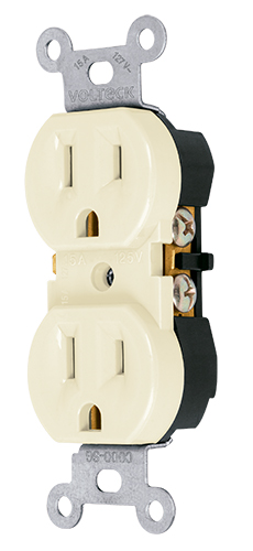 Contacto Dúplex VOLTECK, 2 Polos, 3 Hilos, Color Marfil, Línea Standard, TRUPER CODO-SG