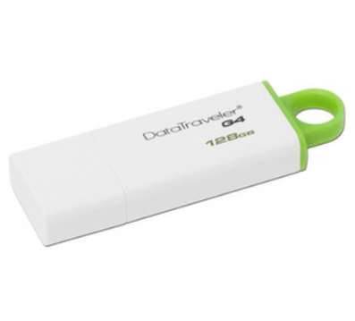 Memoria Flash USB 3.0, DataTraveler I G4, Capacidad 128GB, Color Blanco/Verde, KINGSTON DTIG4/128GB