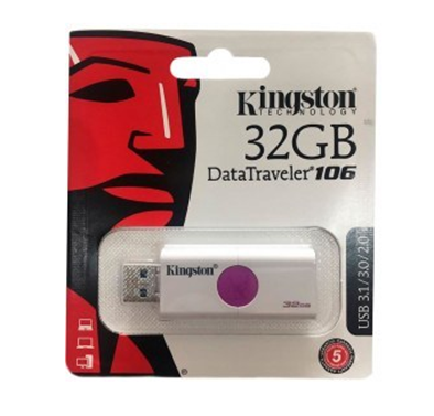 Memoria Flash USB 3.0, DataTraveler 106, Capacidad 32GB, Color Blanco/Morado, KINGSTON KC-U9632-6ZP