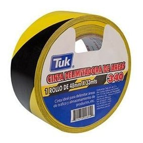 Cinta Delimitadora de Areas TUK, 48 mm x 33 Metros, Color Negro / Amarillo, TUK 340-48X33