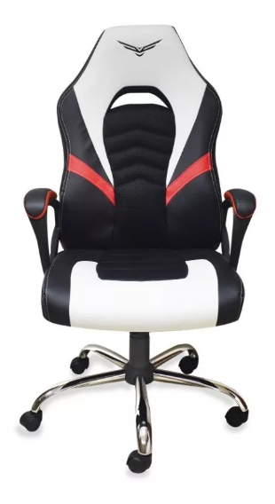 Silla Gamer Modelo Titan, Semi Reclinable, Color Blanco / Negro, Max. 120 Kg, NACEB NA-0935B