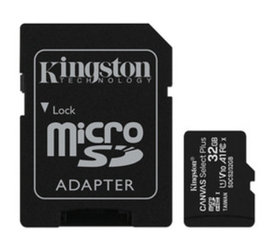 Tarjeta de Memoria Flash MicroSDHC, Modelo Canvas Select Plus, Capacidad 32GB, Clase 10, Incluye adaptador Micro SD, KINGSTON SDCS2/32GB
