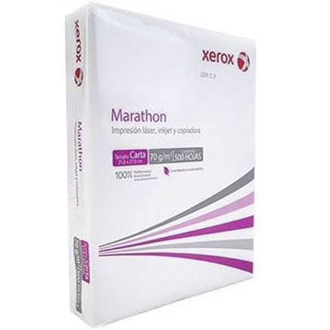 Resma de Papel BOND Marathon Color Blanco, Tamaño Carta (21.6 X 27.9cm), 70 Grs, Blancura 99%, Contenido 500 Hojas, XEROX PAQ-003M02051