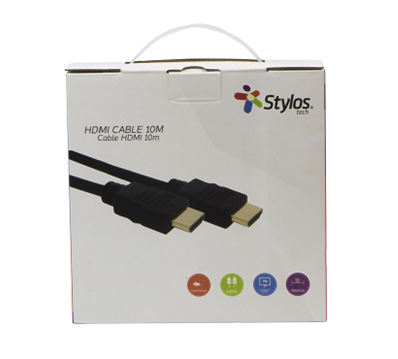 Cable de Video HDMI - HDMI (M-M), Longitud 10 Metros, STYLOS STACHD12905