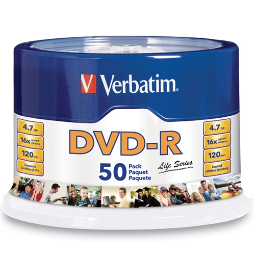 Disco P/ Grabar (DVD-R), 50 Piezas, Escritura 16X, Almacenamiento 4.7 GB, VERBATIM 94520