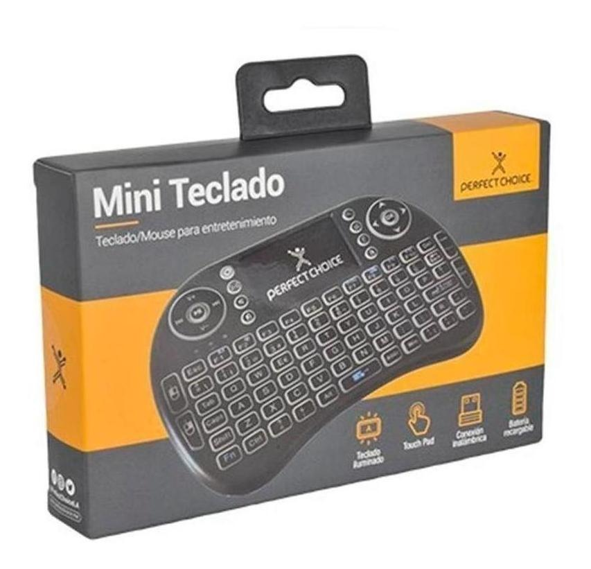 Teclado Inalámbrico C/TouchPad Integrado, Tamaño Mini, Compatible C/ TV Box, PS3, PC´S, XBOX, Color Negro, PERFECT CHOICE PC-201007