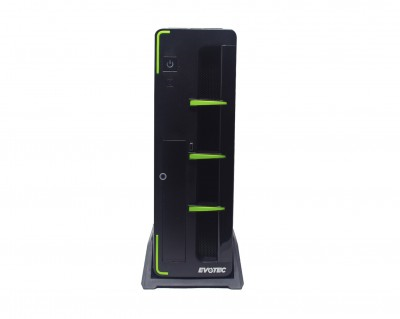 Gabinete Slim Micro ATX EVOTEC Modelo Aruba, Incluye Fuente de Poder de 600W, Color Negro / Verde, NACEB EV-1010