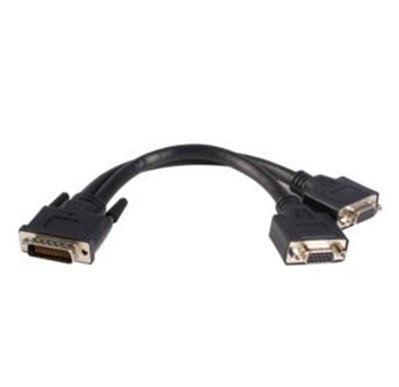 Cable de 20cm LFH59 DMS-59 a doble pantalla VGA DMS59 Macho - 2x HD15 Hembra, Negro, STARTECH DMSVGAVGA1