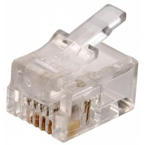 Conector RJ11, Transparente, 4 Contactos, Para Cable Plano, XCASE PLUG-RJ11