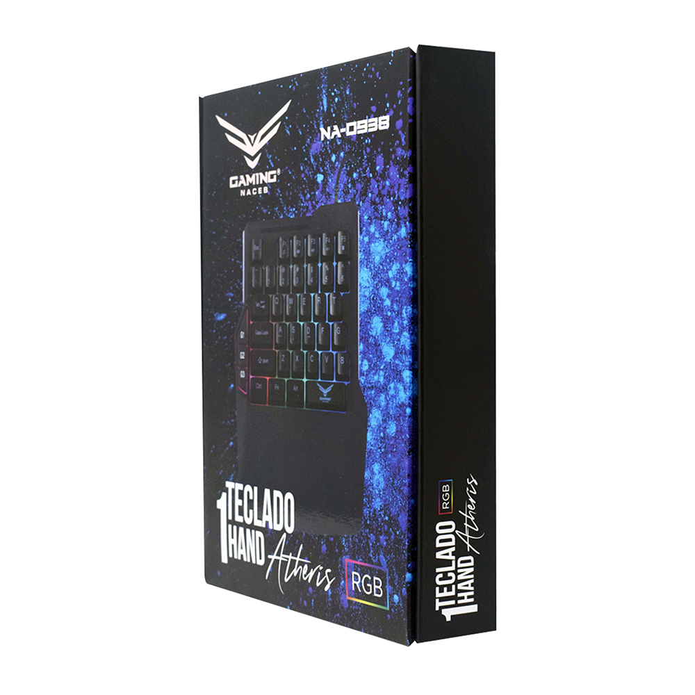 Teclado Gamer, One Hand, RGB, Alámbrico (USB), Antighost, Longitud del Cable 1.8 Metros, NACEB NA-0938