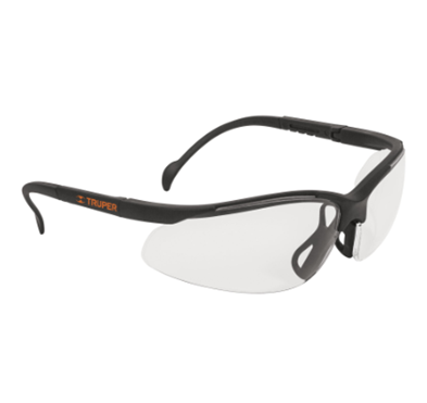 Lentes de Seguridad Ligeros, Mica 100% Policarbonato con Protección UV y Antirayaduras, Transparente, TRUPER LEDE-ST