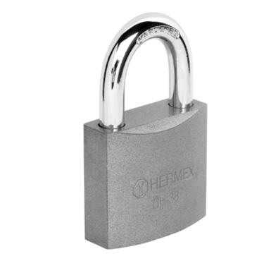 Candado de Hierro HERMEX, Largo 38 mm, Gancho Corto Anti-Robo, Nivel de Seguridad 3, TRUPER CH-38