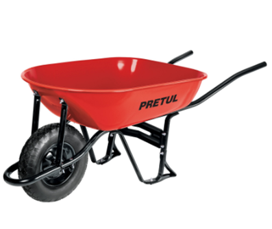 Carretilla con Bastidor Bipartido PRETUL, Llanta 16", Soporta 350 Kilos, Color Roja, TRUPER CAP-50NB