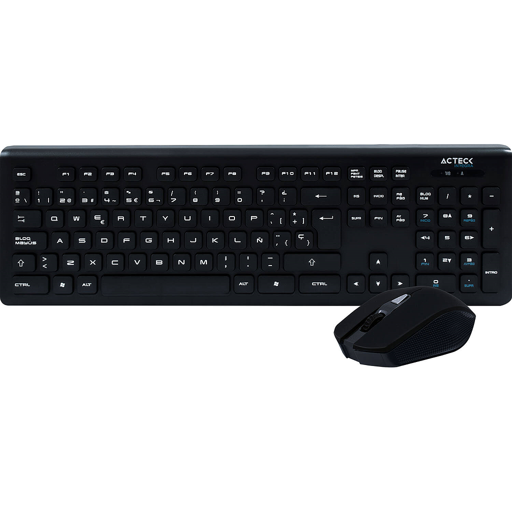 Teclado y Ratón (Mouse) Modelo KT500, Español, Inalámbricos (USB), Slim, ACTECK AC-922845