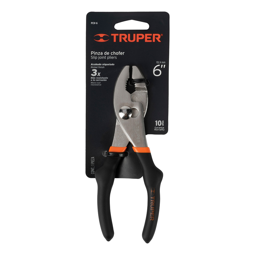 Pinzas de Chófer, Largo Total 6", Mango de Vinil, TRUPER PCH-6