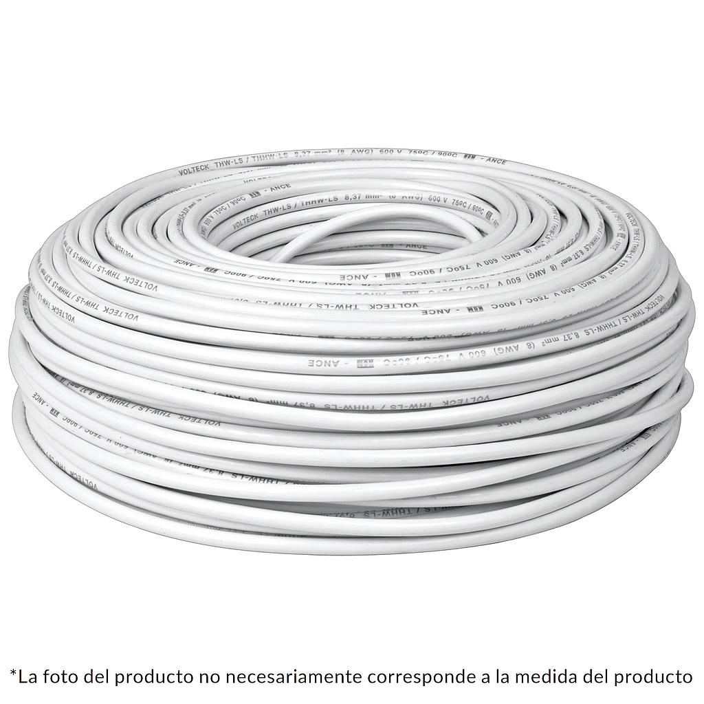 Rollo de Cable Volteck THHW-LS, Calibre 10 AWG, 100 Metros, Color Blanco, TRUPER CAB-10B