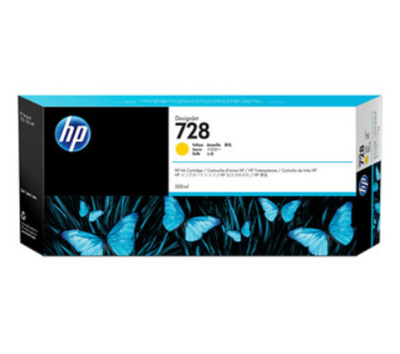 Cartucho de Tinta Original 728, Color Amarillo, Contenido Neto 300 Mililitros, HP F9K15A