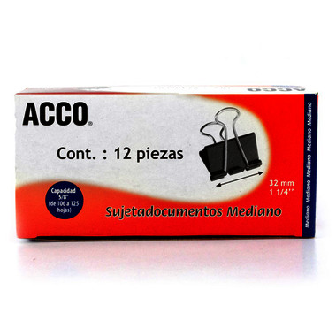 Sujetadocumentos, 32 mm (1 1/4"), 12 Piezas, Acero Templado, ACCO P2463