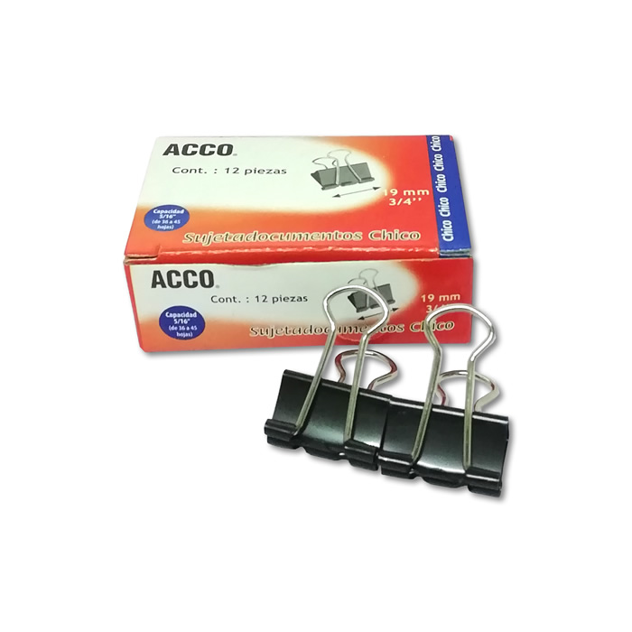 Sujetadocumentos, 19 mm (3/4"), 12 Piezas, Acero Templado, ACCO P2462
