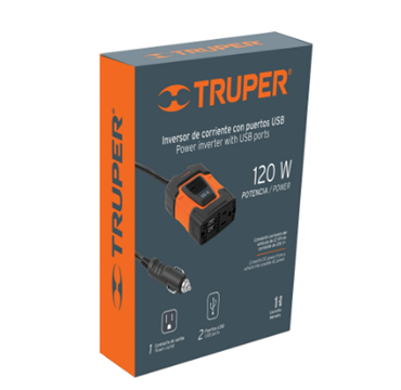 Inversor de Corriente (12V a 120V), 120W, TRUPER INCO-100