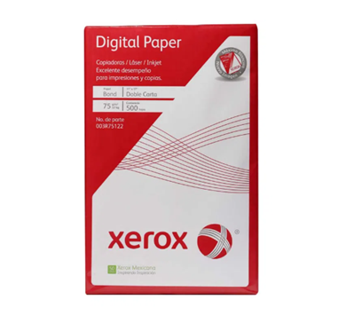 Caja de Papel Bond Tamaño Doble Carta, Color Blanco, 75 Gramos, Modelo Digital Paper, Blancura 96%, Contenido 5 Resmas de 500 Hojas C/U, XEROX 003R75121