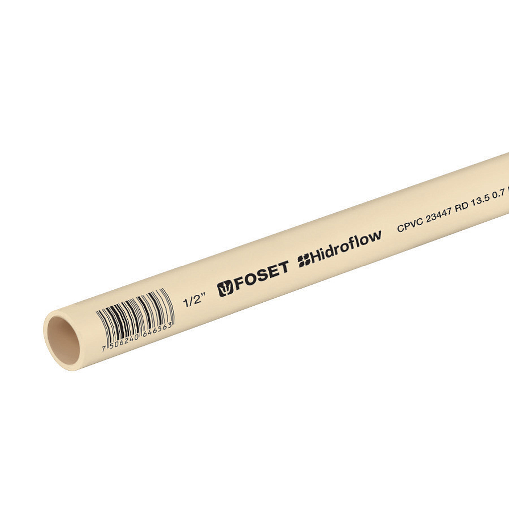 Tubo CPVC 1/2" FOSET, Tramo  Mts, TRUPER CPVC-001