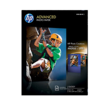 Papel Fotográfico Advanced Glossy, Satinado, para Inyección de Tinta, 50 Hojas de 8.5 " x 11", HP Q7853A