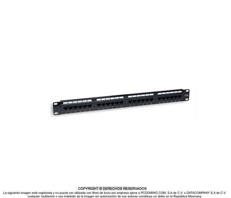Panel de Parchero P/ Rack 19", Cat 5, 24 Puertos RJ45, 1U, INTELLINET 513555