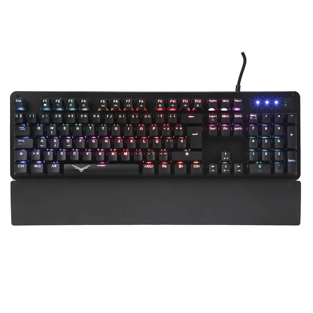 Teclado Gamer Modelo Cobra, Mecánico, RGB, Alámbrico (USB), Switch Rojo, Longitud del Cable 1.8 Metros, NACEB NA-0944