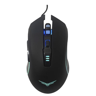 Ratón (Mouse) Gamer, Modelo Hourus, Alámbirco (USB), Hasta 3200 DPI, 4 Botones, Iluminación Rainbow, Color Negro, NACEB NA-0937