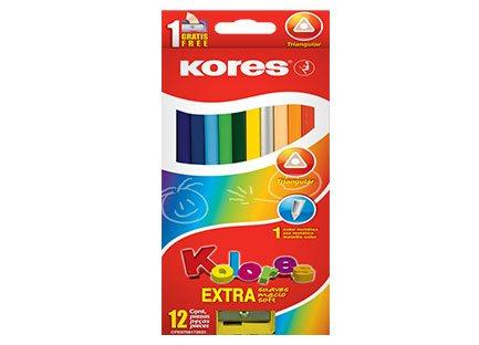 Paquete de Colores 3mm Triangulares, Estuche C/12, KORES 933126