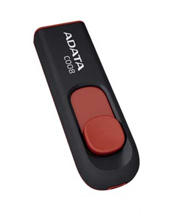 Memoria USB | Capacidad 32GB | Modelo C008 Deslizante| USB 2.0 | Color Negro/Rojo | ADATA AC008-32G-RKD