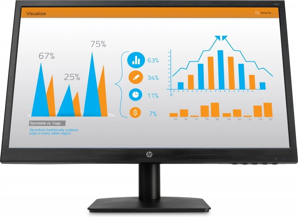 Monitor LED N223 21.5", FHD (1920 x 1080), 60 Hz, 5 ms, HDMI / VGA, HP 3ML60AA#ABA