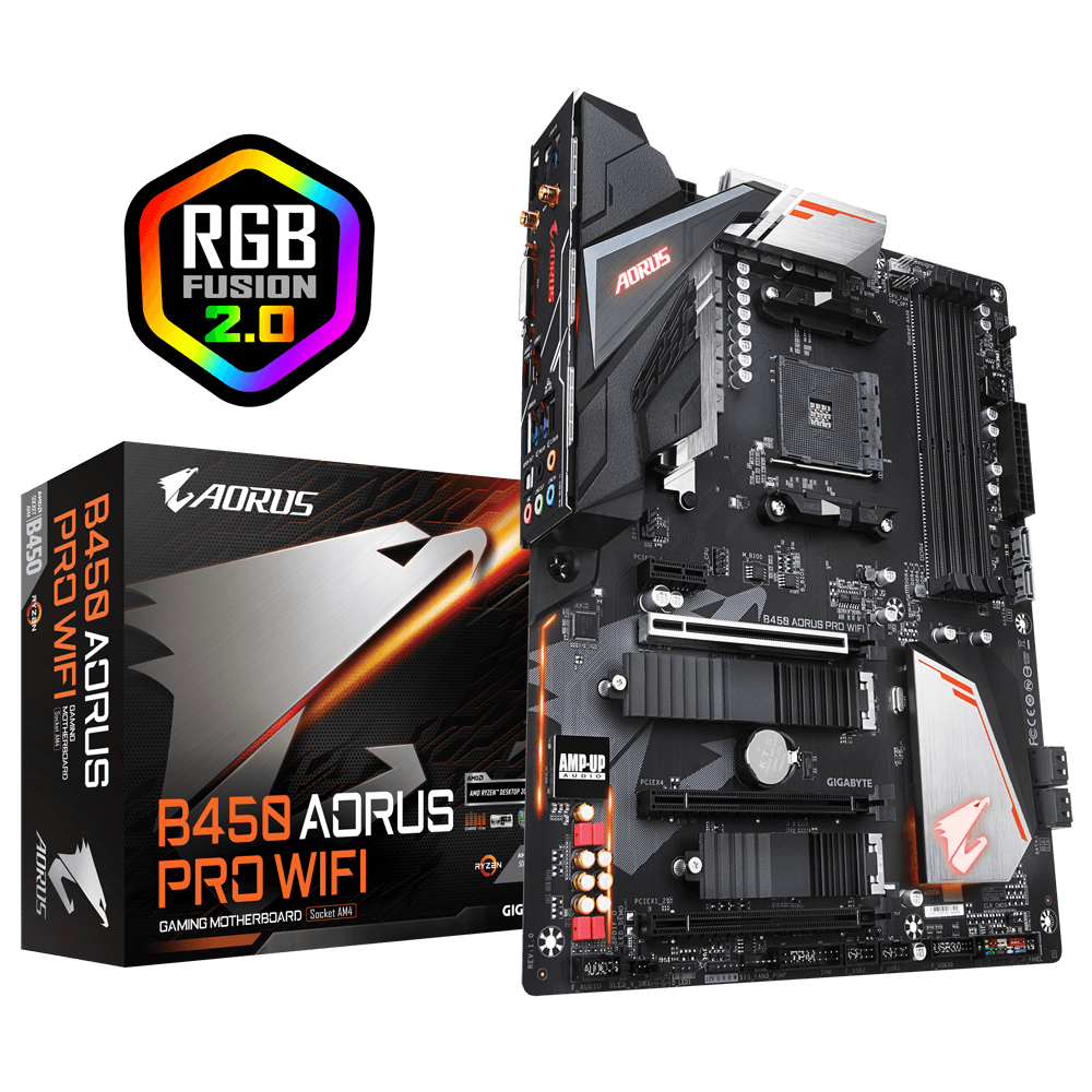 Tarjeta Madre (MoBo) B450 AORUS PRO, 4xDDR4, HDMI / DVI-D, Wi-Fi / BT / LAN, ATX, Socket AMD AM4, GIGABYTE B450 AORUS PRO WIFI