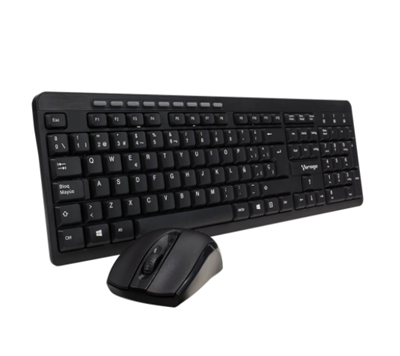 Kit de Teclado y Mouse, Multimedia, Inalámbrico, USB, Negro (Español), VORAGO KM-304