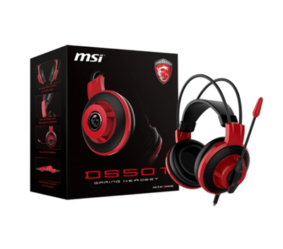 Audífonos Gamer con Micrófono, DS501, Alámbrico, 2.1 Metros, 3.5mm, Negro/Rojo, MSI DS501 GAMING HEADSET